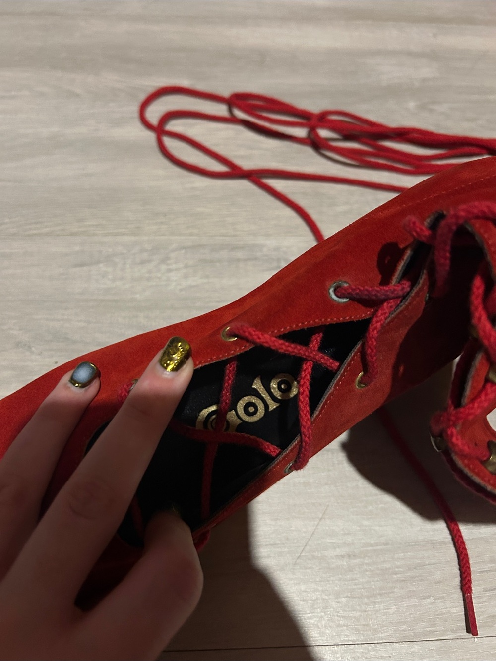 RARE 60s 70s Red Suede Lace Up Boots - Picture 16 of 16